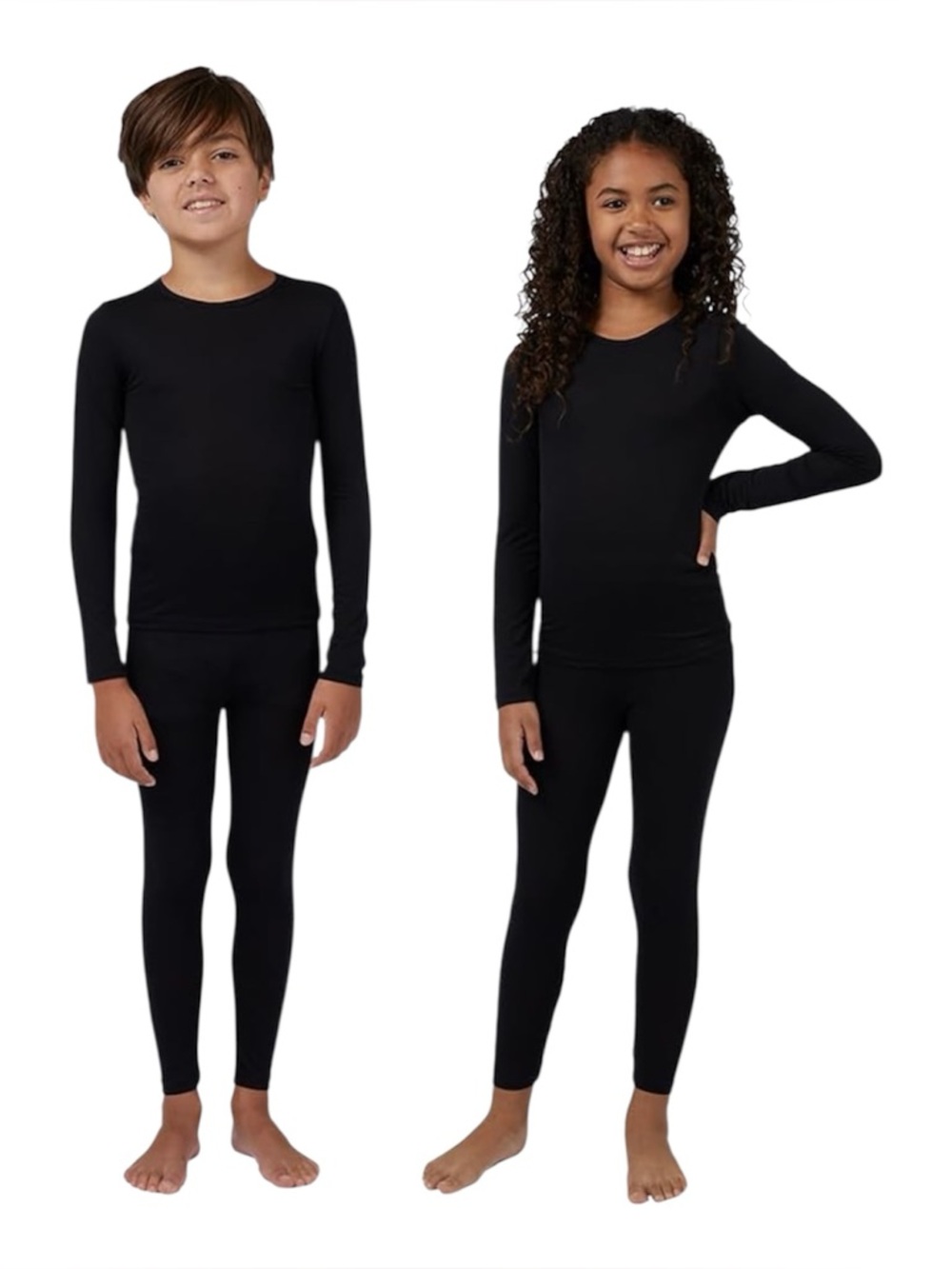 32 Degrees Heat Kids Thermal Set /Long Sleeve Crew Neck Legging Set in Black